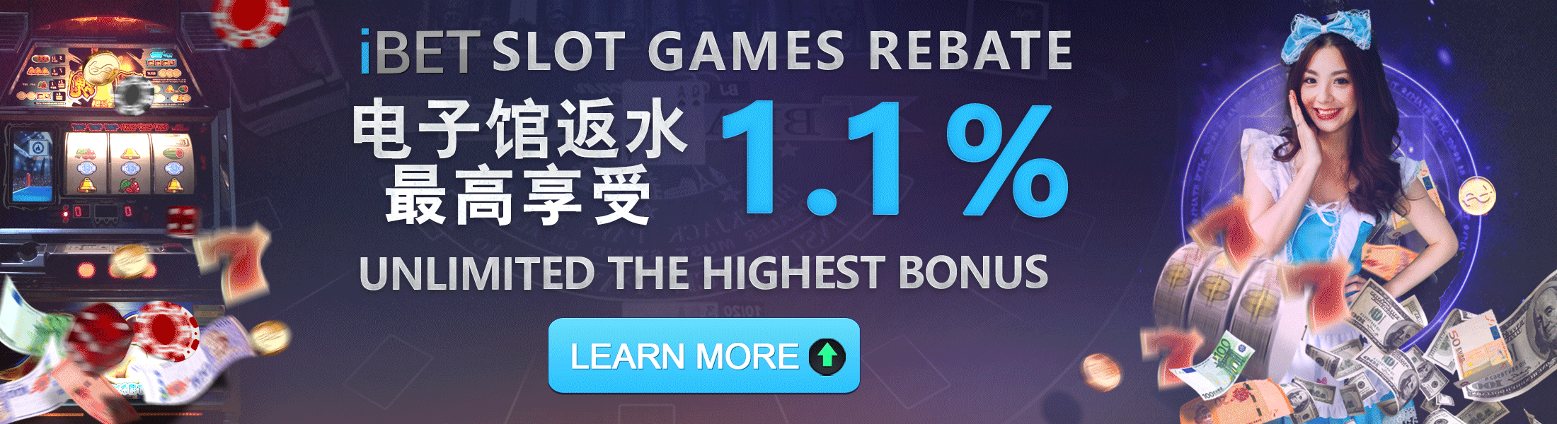 iBET Casino Slot Games Rebate 1%+0.1%